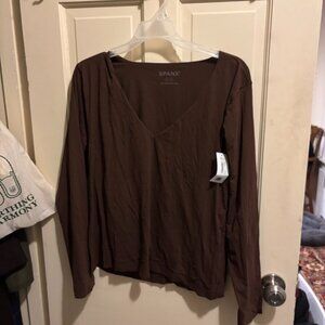 SPANX Long Sleeve V-Neck Tee 1X